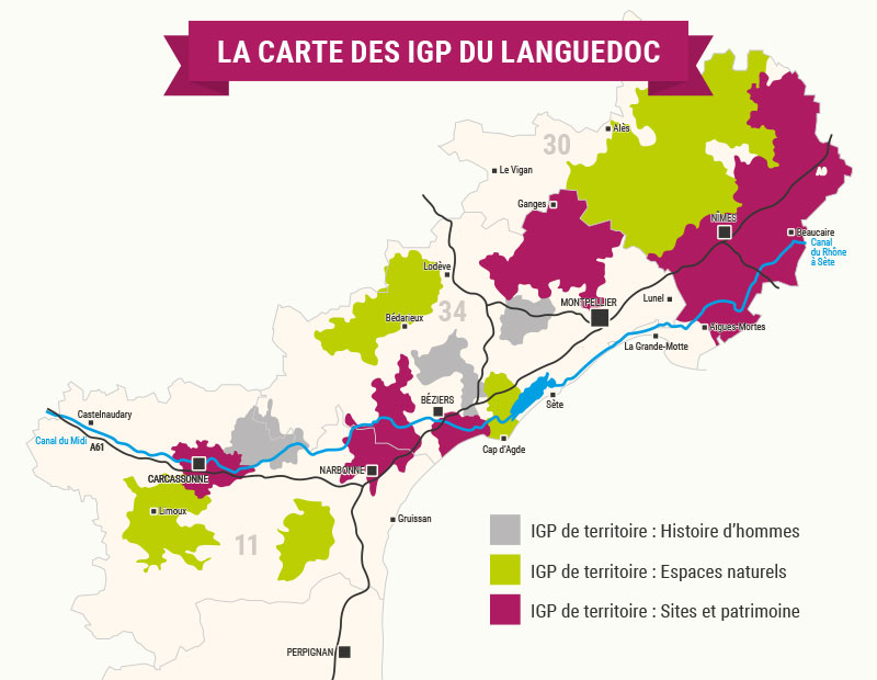 Carte des vins IGP du Languedoc