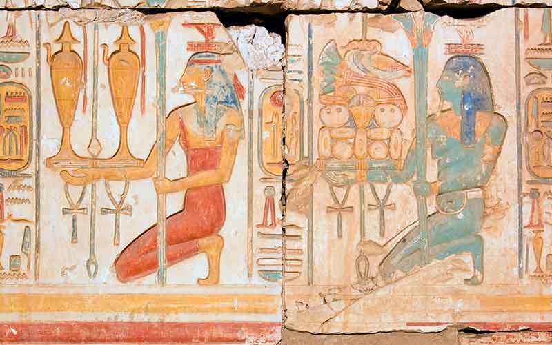 Hiéroglyphes égyptiens sur la culture de la vigne