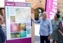 Lancement de la 1ère boucle “œnovélo” héraultaise : de Saint-Chinian au Canal du Midi Cérémonie de lancement de la première boucle “œnovélo” héraultaise